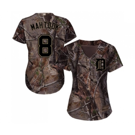 Women's Detroit Tigers #8 Mikie Mahtook Authentic Camo Realtree Collection Flex Base Baseball Jersey