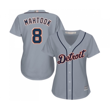 Women's Detroit Tigers #8 Mikie Mahtook Authentic Grey Road Cool Base Baseball Jersey