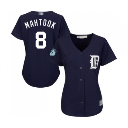 Women's Detroit Tigers #8 Mikie Mahtook Replica Navy Blue Alternate Cool Base Baseball Jersey