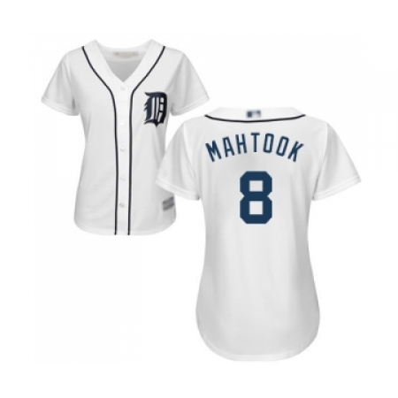 Women's Detroit Tigers #8 Mikie Mahtook Replica White Home Cool Base Baseball Jersey