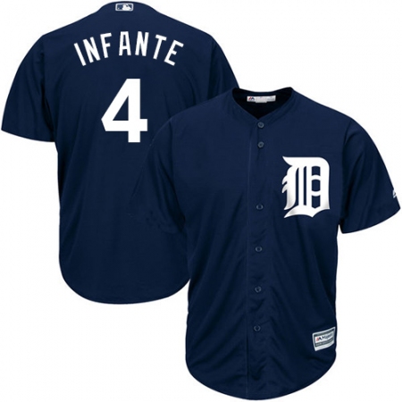 Youth Majestic Detroit Tigers #4 Omar Infante Replica Navy Blue Alternate Cool Base MLB Jersey
