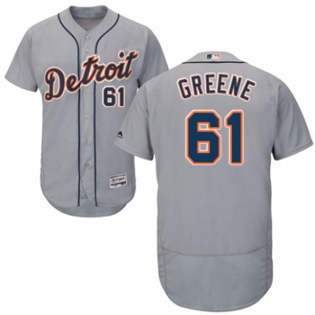 Men's Majestic Detroit Tigers #61 Shane Greene Grey Road Flex Base Authentic Collection MLB Jersey