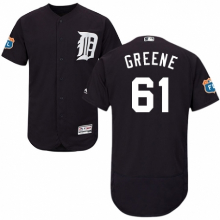 Men's Majestic Detroit Tigers #61 Shane Greene Navy Blue Alternate Flex Base Authentic Collection MLB Jersey