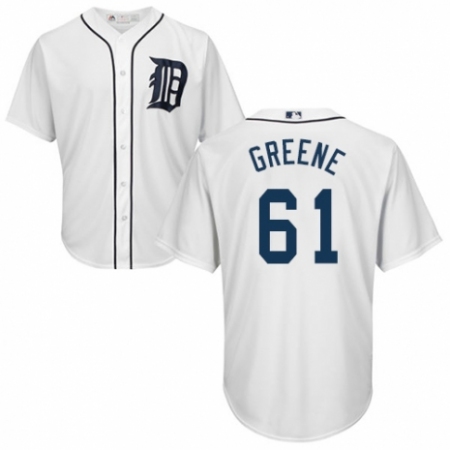 Men's Majestic Detroit Tigers #61 Shane Greene Replica White Home Cool Base MLB Jersey