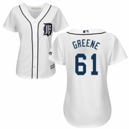 Women's Majestic Detroit Tigers #61 Shane Greene Authentic White Home Cool Base MLB Jersey