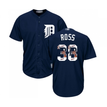 Men's Detroit Tigers #38 Tyson Ross Authentic Navy Blue Team Logo Fashion Cool Base Baseball Jersey