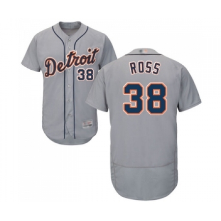 Men's Detroit Tigers #38 Tyson Ross Grey Road Flex Base Authentic Collection Baseball Jersey