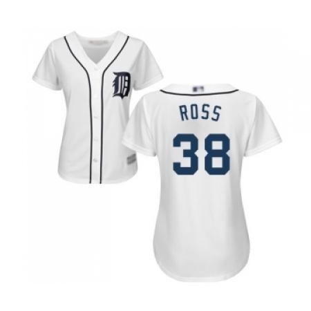 Women's Detroit Tigers #38 Tyson Ross Replica White Home Cool Base Baseball Jersey