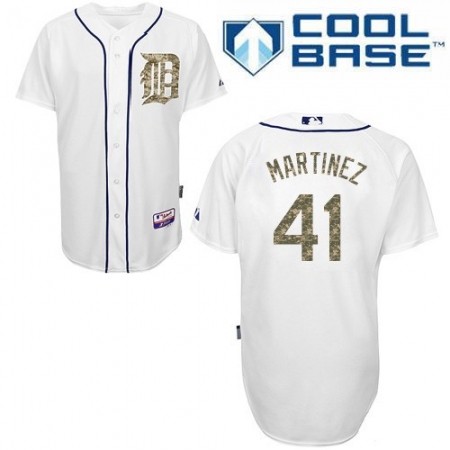 Men's Majestic Detroit Tigers #41 Victor Martinez Authentic White USMC Cool Base MLB Jersey