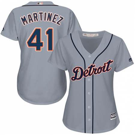 Women's Majestic Detroit Tigers #41 Victor Martinez Replica Grey Road Cool Base MLB Jersey