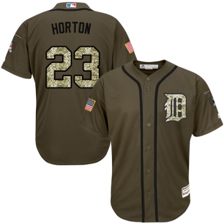 Men's Majestic Detroit Tigers #23 Willie Horton Replica Green Salute to Service MLB Jersey