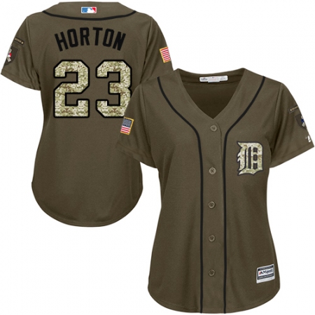 Women's Majestic Detroit Tigers #23 Willie Horton Authentic Green Salute to Service MLB Jersey